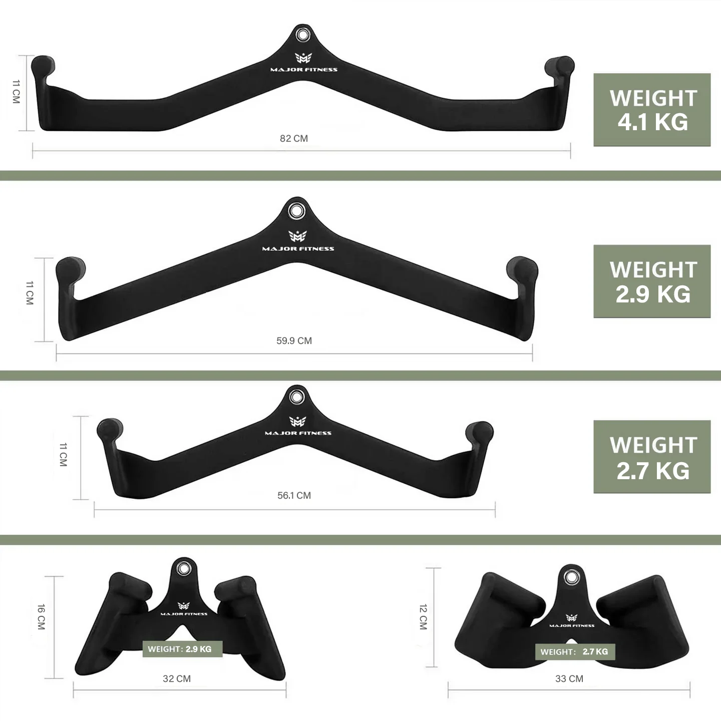 Major Fitness 5pcs Cable Lat-Pull-Down Bar Combo - Image 4