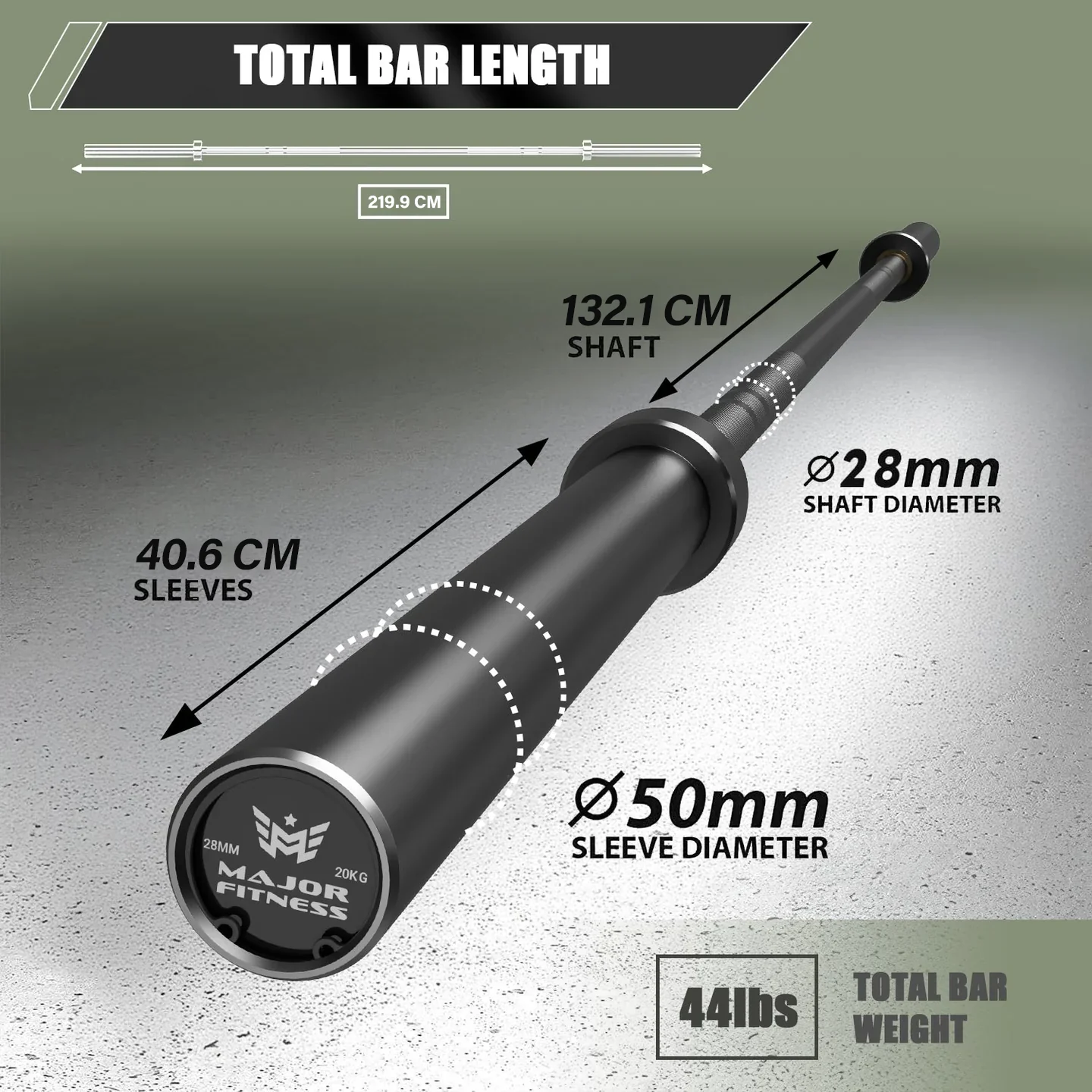 Major Fitness 220CM 20KG Home Gym Barbell - Image 3